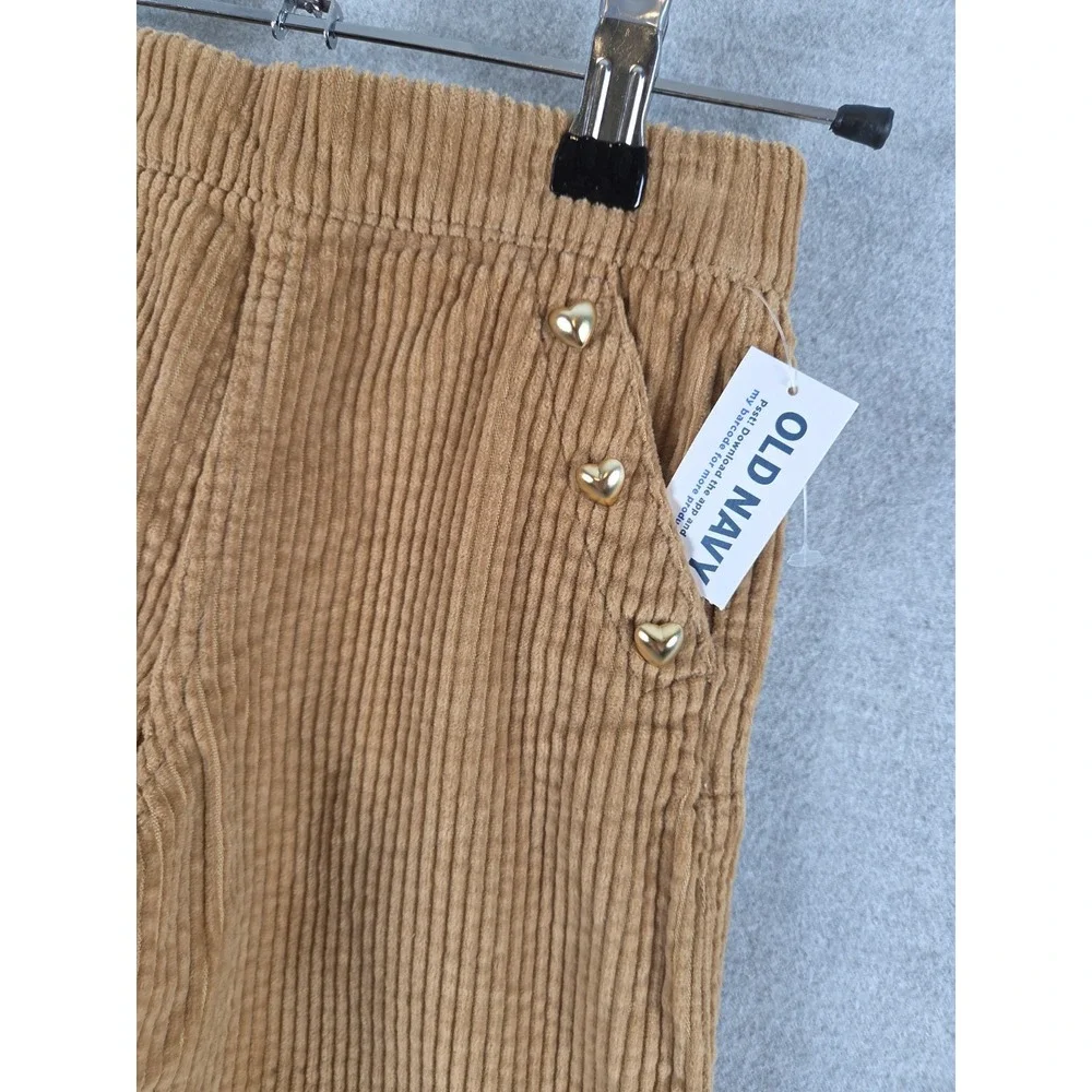 Old Navy Baby Girls 12-18 Mos Corded Wide Leg Pants Heart Buttons Preppy NEW